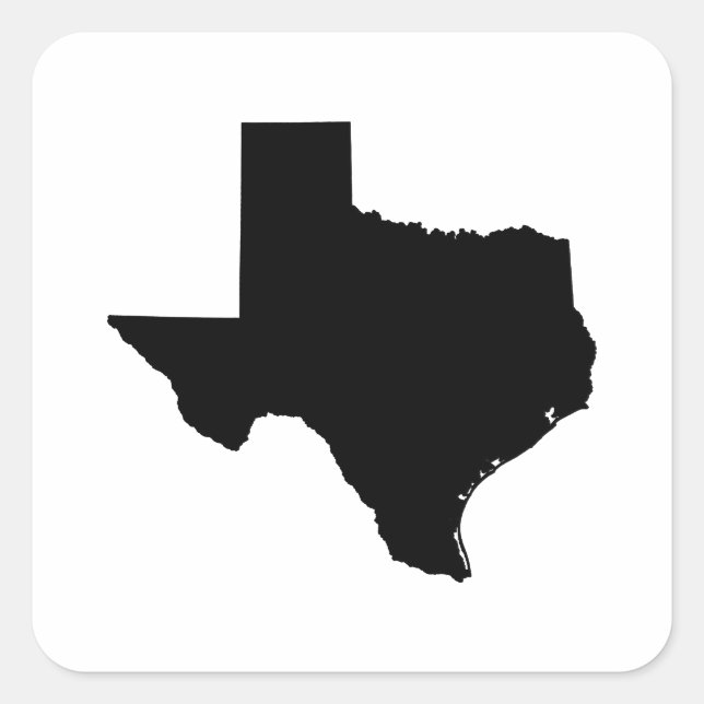 Texas State Outline Square Sticker (Front)