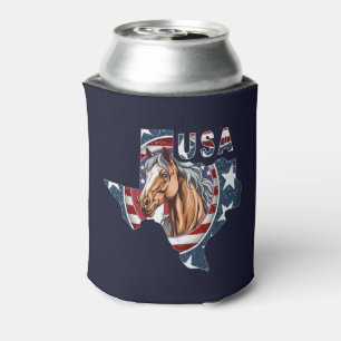 Texas State Outline USA Horse Can Cooler