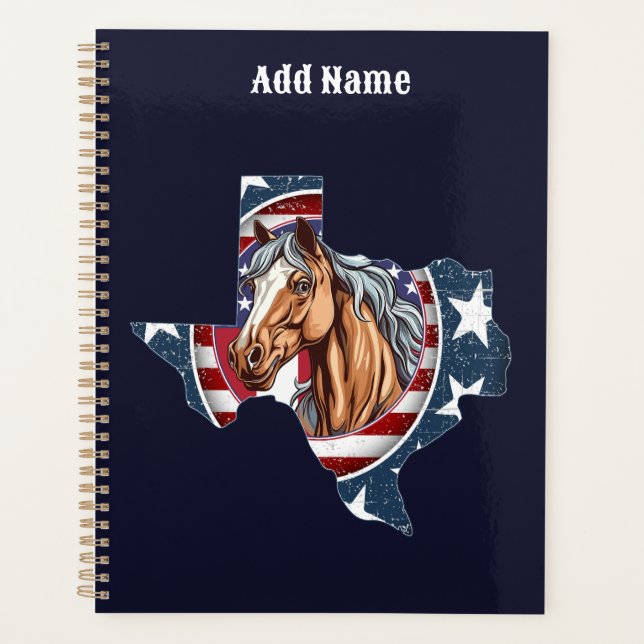 Texas State Outline USA Horse Planner (Front)