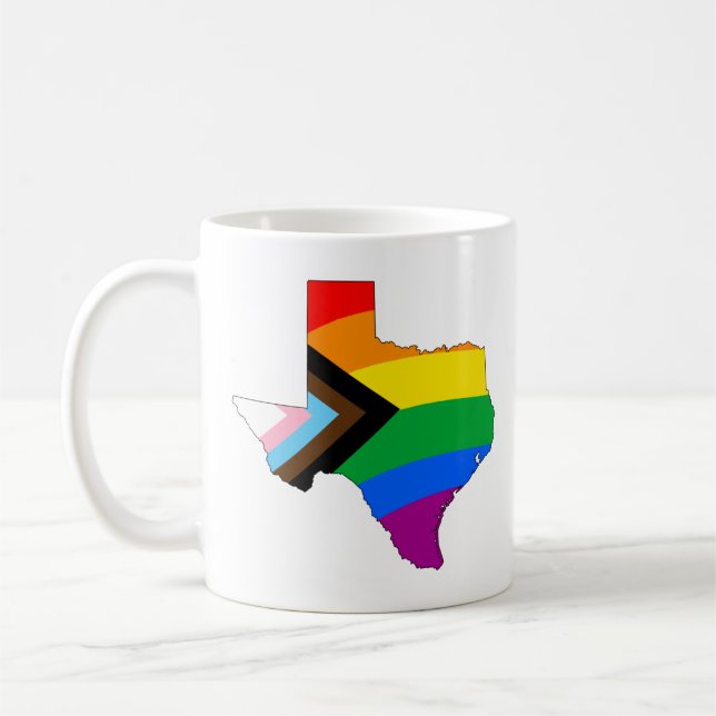 Texas State Pride LGBTQ Progress Pride Coffee Mug (Left)