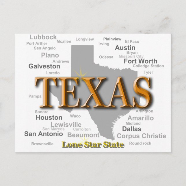 Texas State Pride Map Silhouette Postcard (Front)