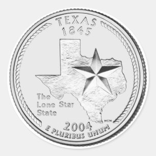 Texas State Quarter Classic Round Sticker
