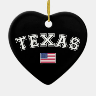 Texas State USA Flag Ceramic Ornament