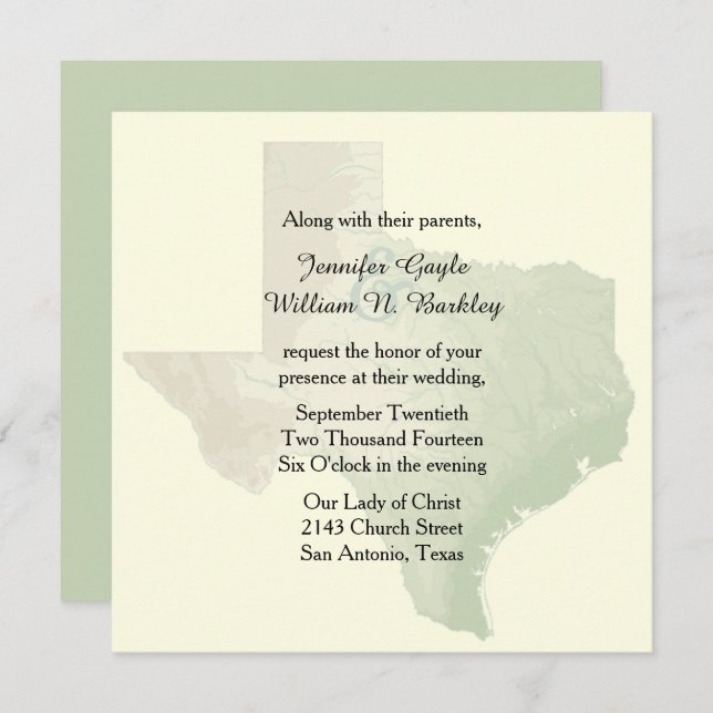 Texas State Wedding Invitation (Front/Back)
