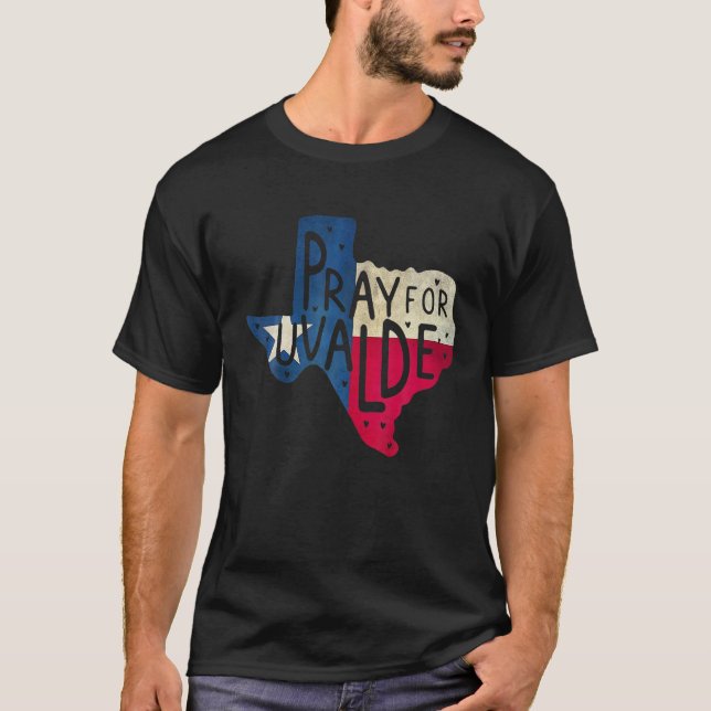 Texas Strong Pray For Texas Flag Map T-Shirt (Front)