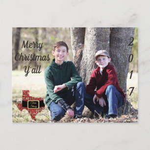 Texas Strong State Photo Christmas Postcard