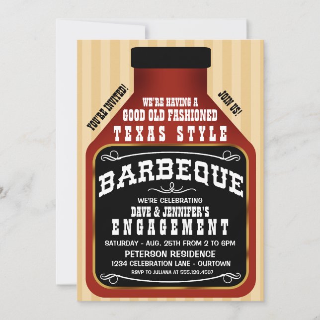 Texas Style BBQ Engagement Party Invitations (Front)