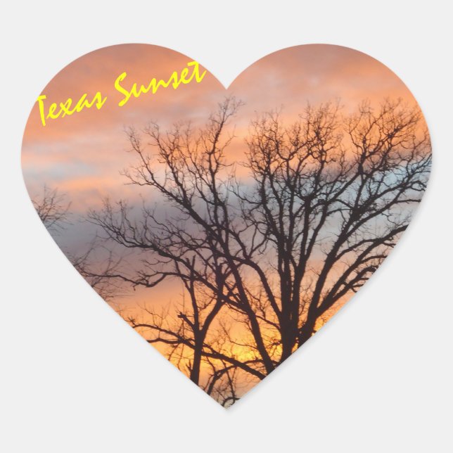 Texas Sunset Heart Sticker (Front)
