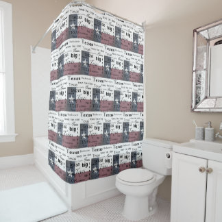 Texas Text Design-with Texas Flag Shower Curtain