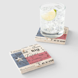 Texas Text Design-with Texas Flag Stone Coaster