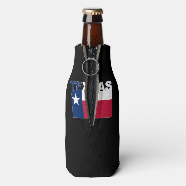 Texas Text Flag Bottle Cooler (Bottle Back)