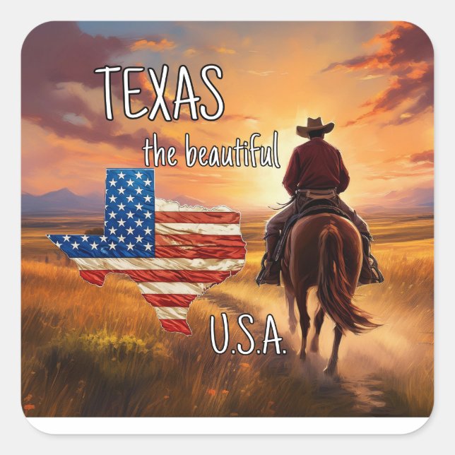 TEXAS the beautiful USA Square Sticker (Front)