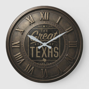 Texas The Great State Of Texas Bronze  Large Clock