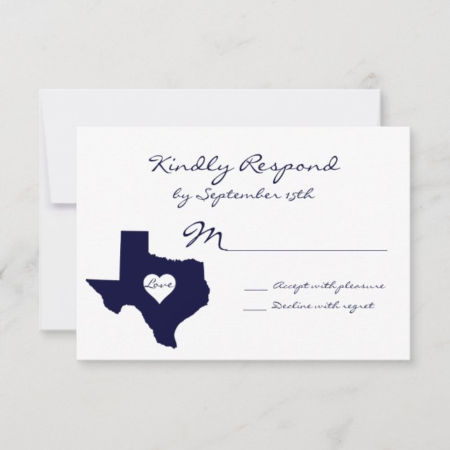 Texas Theme Navy Wedding RSVP Cards (Front)