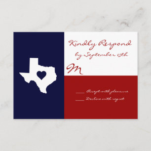Texas Themed Red White Blue Wedding RSVP Cards