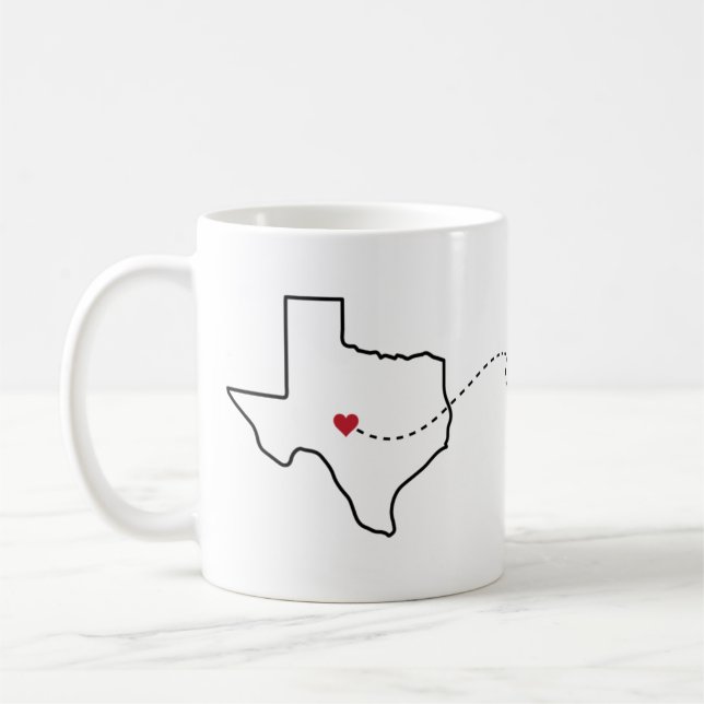 Texas to Indiana - Heart2Heart Coffee Mug (Left)
