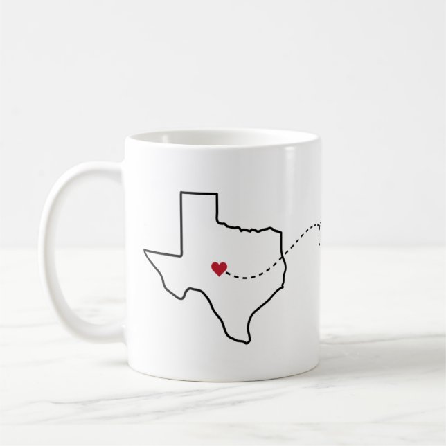 Texas to Oregon - Heart2Heart Coffee Mug (Left)