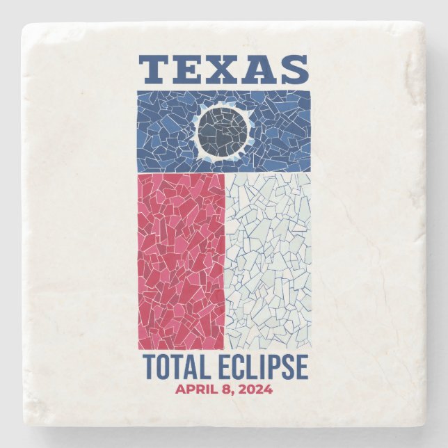Texas Total Eclipse Stone Coaster, Square Stone Stone Coaster (Front)
