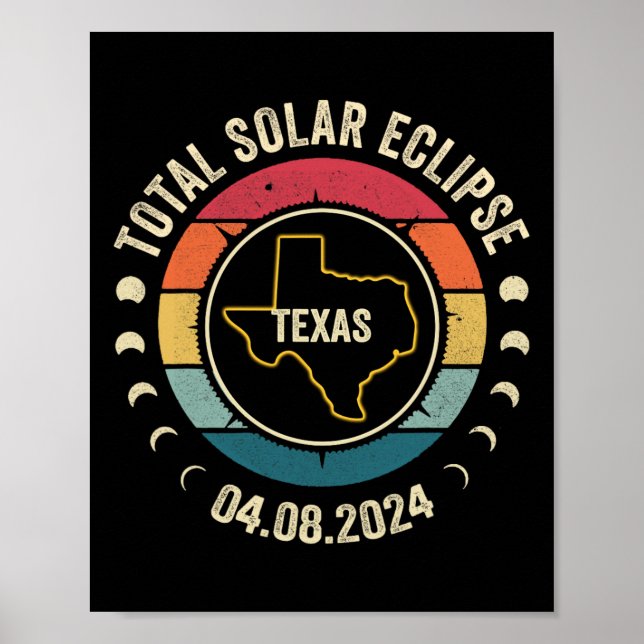 Texas Total Solar Eclipse 2024 American Totality A Poster (Front)