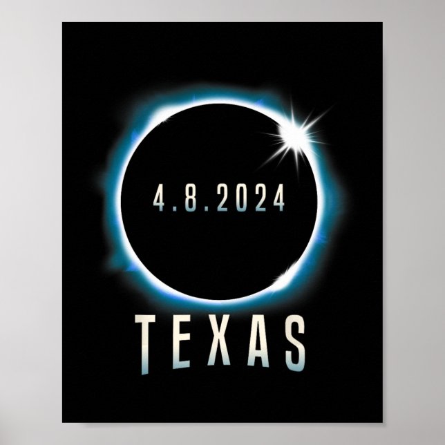 Texas Total Solar Eclipse 2024 Blue April 8 Men Wo Poster (Front)
