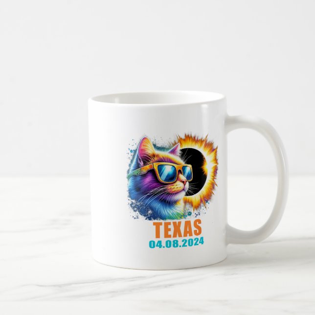 Texas Total Solar Eclipse 2024 Cat Solar Eclipse G Coffee Mug (Right)