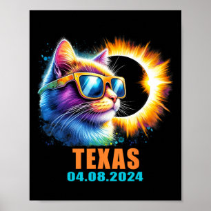 Texas Total Solar Eclipse 2024 Cat Solar Eclipse G Poster