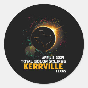 Texas Total Solar Eclipse 2024 Classic Round Sticker