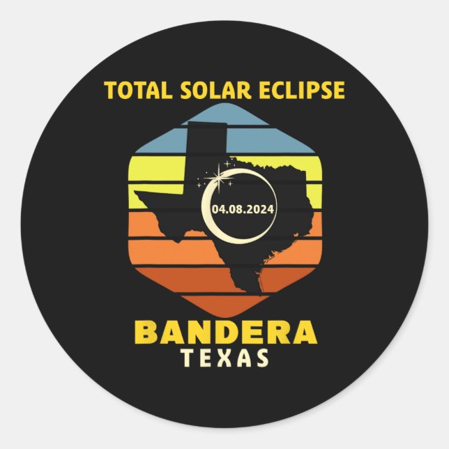 Texas Total Solar Eclipse 2024  Classic Round Sticker (Front)