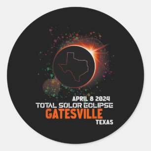Texas Total Solar Eclipse 2024 Classic Round Sticker