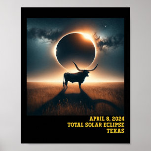 Texas Total Solar Eclipse 2024 Commemorative Astro Poster