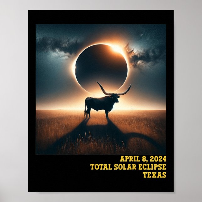 Texas Total Solar Eclipse 2024 Commemorative Astro Poster (Front)
