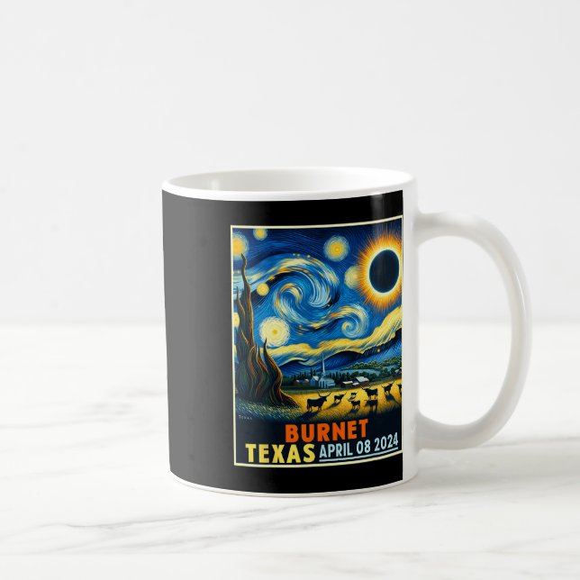 Texas Total Solar Eclipse 2024 Starry Night  Coffee Mug (Right)
