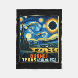 Texas Total Solar Eclipse 2024 Starry Night Fleece Blanket
