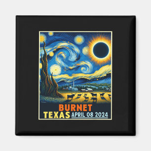 Texas Total Solar Eclipse 2024 Starry Night Magnet