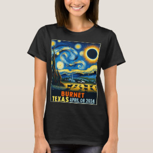 Texas Total Solar Eclipse 2024 Starry Night T-Shirt