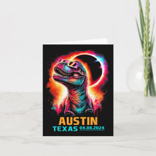 Texas Total Solar Eclipse 2024 T Rex Dinosaur Card