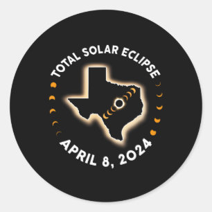 Texas Total Solar Eclipse 2024 Totality April 8 20 Classic Round Sticker