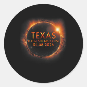 Texas Total Solar Eclipse April 8 2024 Texas Solar Classic Round Sticker