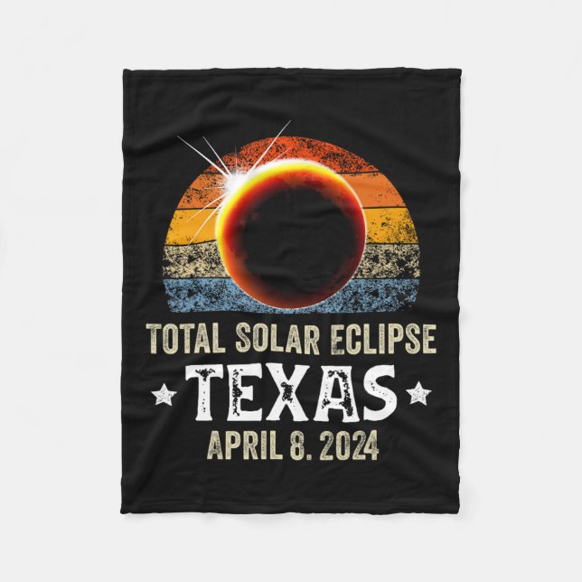 Texas Total Solar Eclipse April 8 2024 Texas Solar Fleece Blanket (Front)