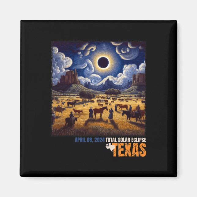 Texas Total Solar Eclipse April 8 2024 Texas Solar Magnet (Front)
