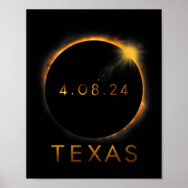 Texas Total Solar Eclipse April 8 2024 Texas Solar Poster (Front)