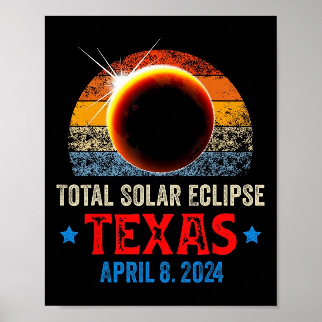 Texas Total Solar Eclipse April 8 2024 Texas Solar Poster (Front)