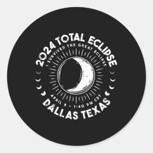Texas Total Solar Eclipse April 8 2024 Totality Classic Round Sticker