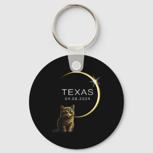 Texas Total Solar Eclipse Cat Key Ring