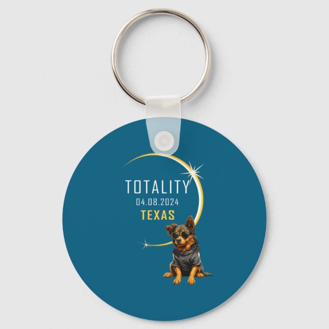 Texas Total Solar Eclipse Dog Key Ring (Front)