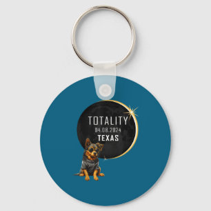 Texas Total Solar Eclipse Dog Key Ring