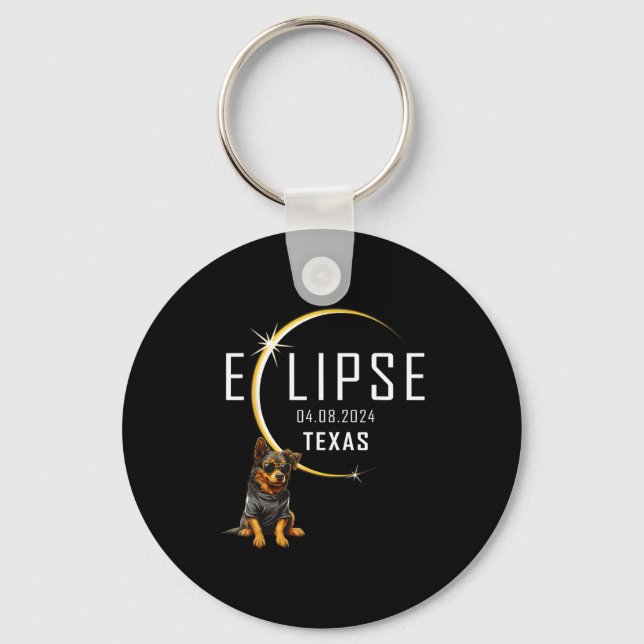 Texas Total Solar Eclipse Dog Key Ring (Front)