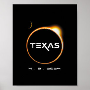 Texas Totality 4.08.2024 Total Solar Eclipse 2024 Poster