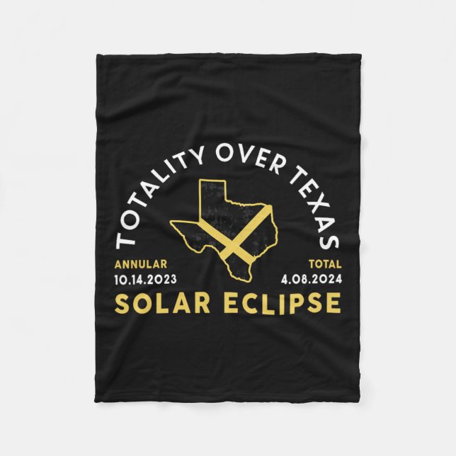 Texas Totality Annular Total Solar Eclipse 2024  Fleece Blanket (Front)