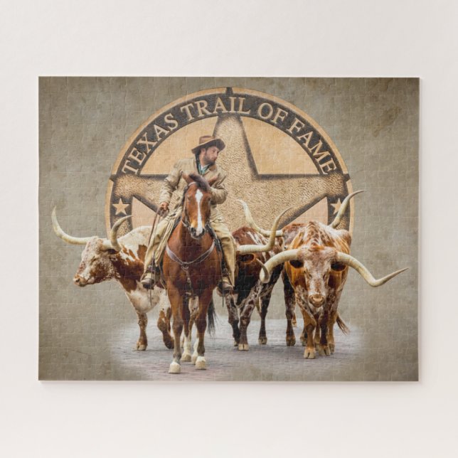 Texas Trail of Fame, Fortworth Cattle Drive Jigsaw Puzzle (Horizontal)
